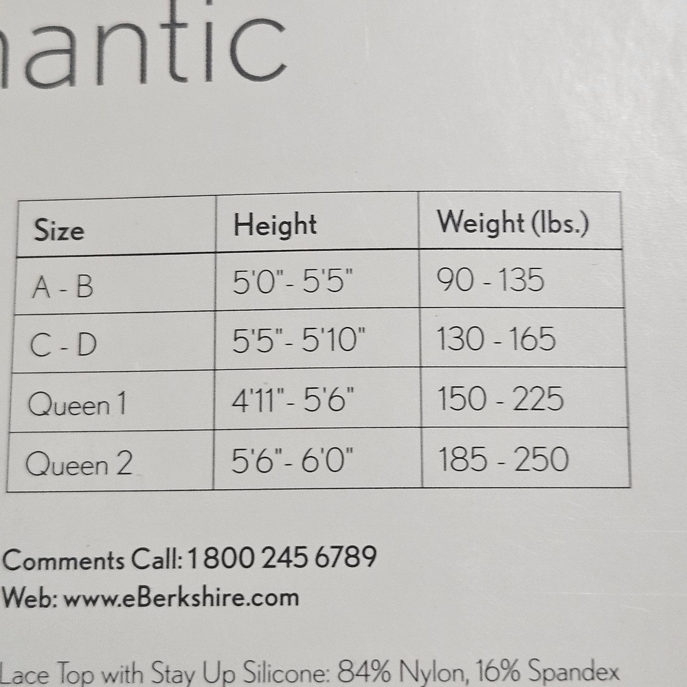 Berkshire Romantic Thigh High Lace Top Stockings Queen 2 White 1363 Sheer NWT - Picture 4 of 4